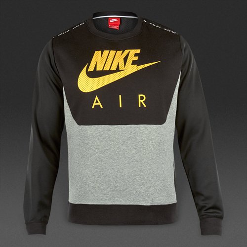 Nike Sportswear Hybrid Air Fleece Crew Black / Dark Grey Heather / Varsity Maize for Men